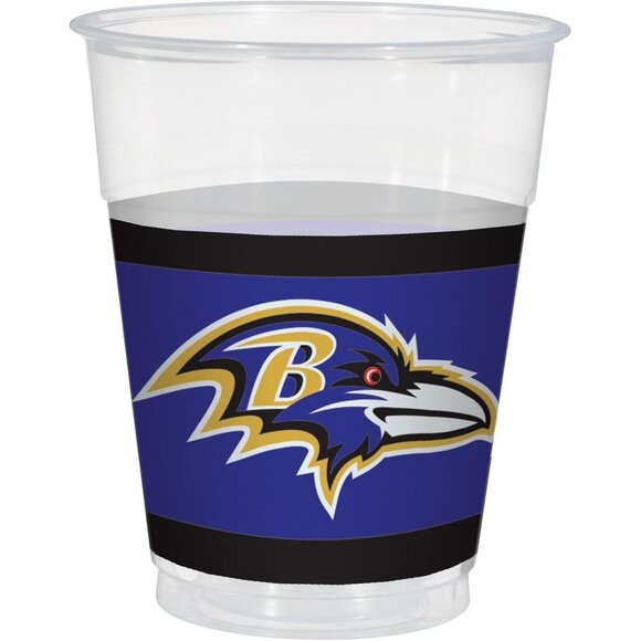 NFL Ravens 25-Pack Plastic Cups 16oz Party Like a Champion with Baltimore Spirit - Picture 1 of 4